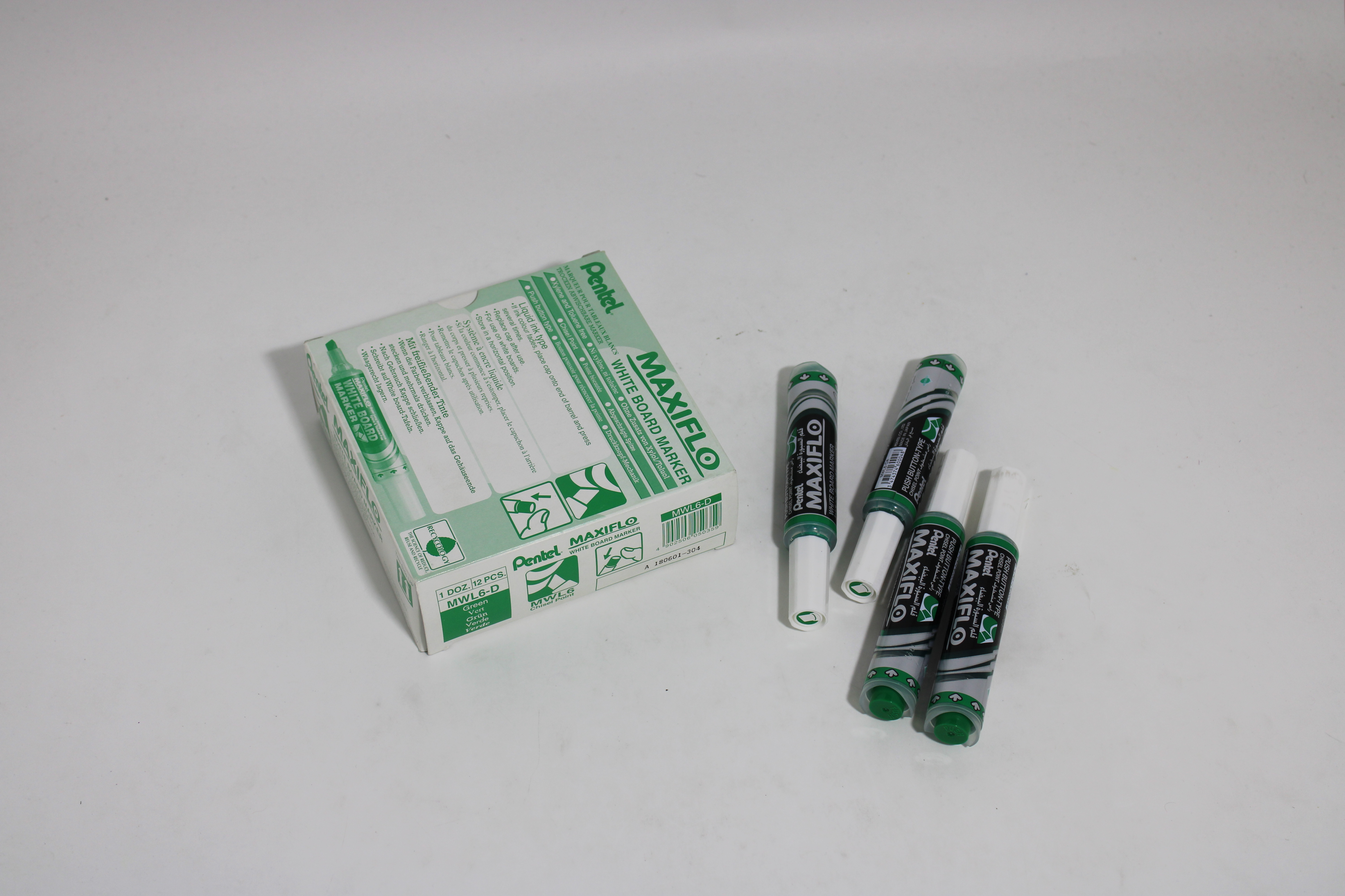  Pentel White Board Marker Green ref no:MWL6-D 12 PCS