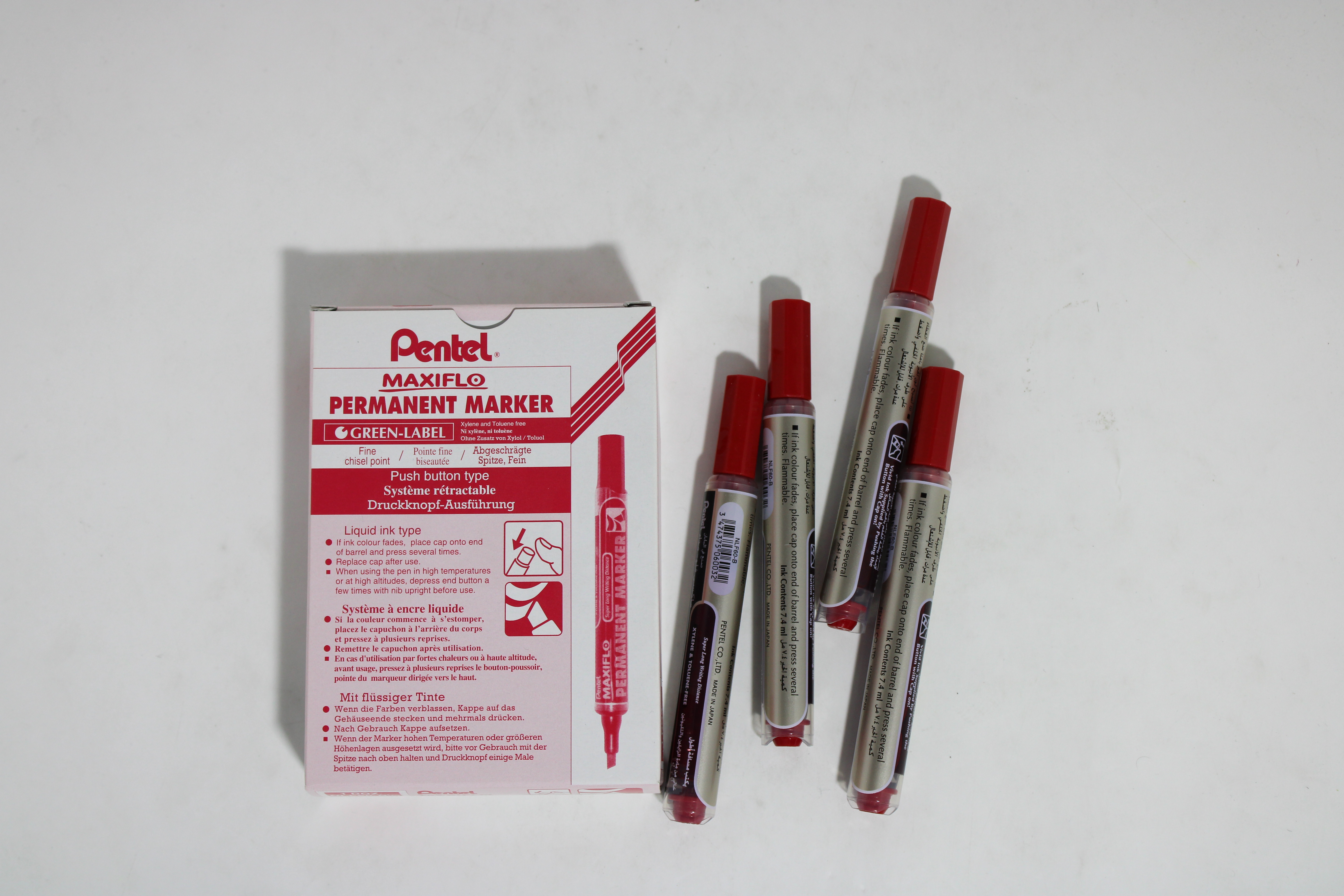  Pentel Permanent Marker Red ref no:NLF60-B 12 PCS