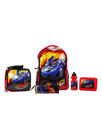 5-Piece School Backpack Set Multicolour Speed Cars