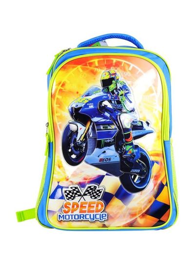 5-Piece School Backpack Set Multicolour Speed Motor Cycle 