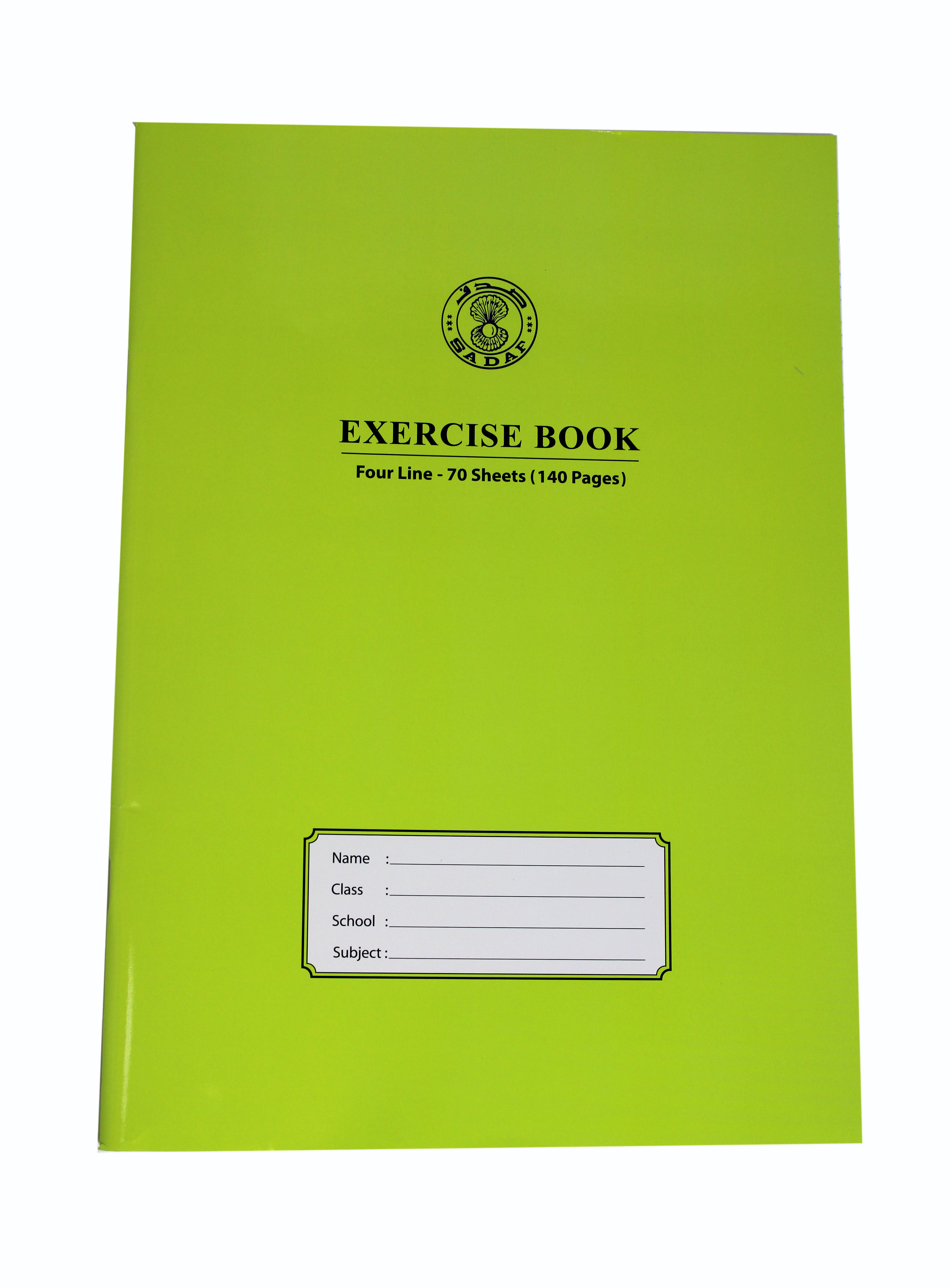 SADAF EXERCISE BOOK A4 SIZE FOUR LINE 70 SHEETS (140PAGES)
