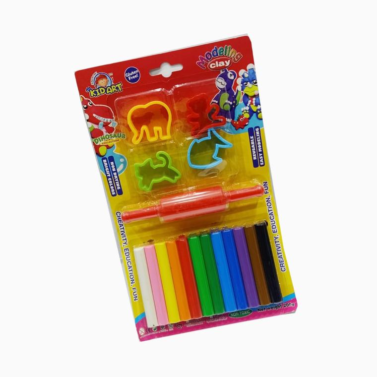 KID ART MODELING CLAY Box 6 COLOR 16 CRAYONS Plastic toys Set 