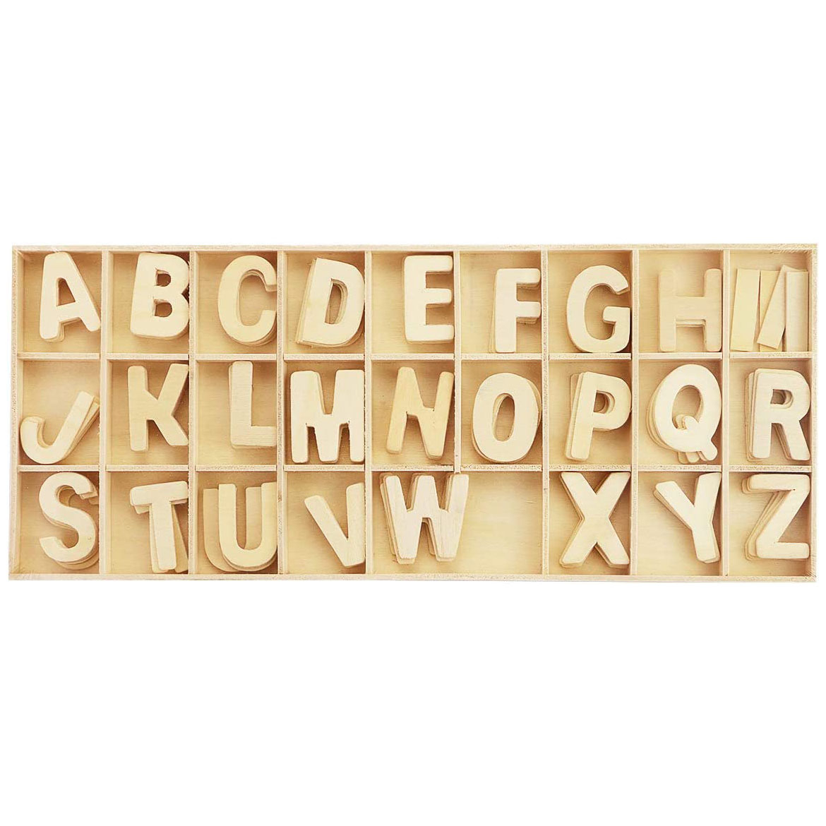 Wooden Craft Letters with Wood Storage Tray Set,Natural Blank Unfinished Wooden Alphabet Letters for Kids Learning Gift,Home Decoration